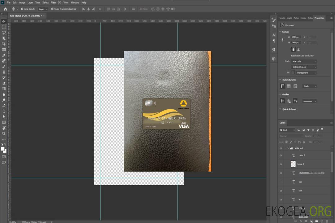 Photolook de la carte visa Belize Commerzbank , avant template